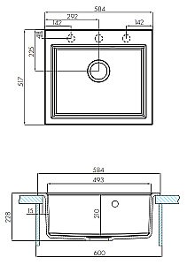 Мойка кухонная Акватон Линеа 58 шампань купить в интернет-магазине сантехники Sanbest