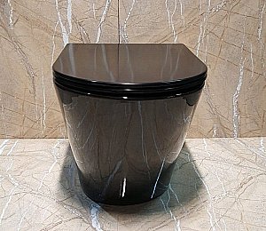 Унитаз приставной Ceramalux NS-3178-18 черный, безободковый, с крышкой микролифт купить в интернет-магазине Sanbest