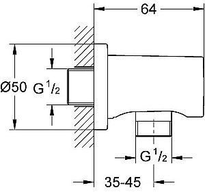 Подключение для шланга Grohe Rainshower 22118KF0 фантомный черный купить в интернет-магазине сантехники Sanbest