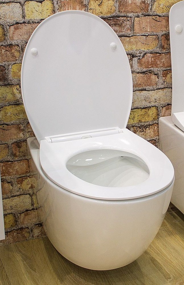 Унитаз подвесной Art&Max Elegant AM9316CHR/SC белый, с сиденьем микролифт, безободковый купить в интернет-магазине Sanbest