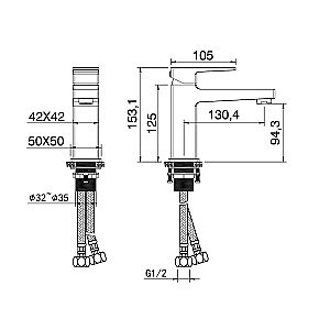 Смеситель для раковины WONZON & WOGHAND CUBE 2.0 WW-88018068-BGM темный графит купить в интернет-магазине сантехники Sanbest