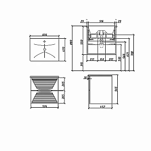 Тумба с раковиной Caprigo Modo-Terza 60 с интегрированной ручкой, скайрос для ванной в интернет-магазине Sanbest