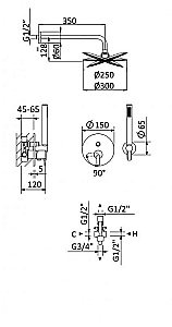 Душевая система Cezares LEAF-DSIP-30-L-01 хром купить в интернет-магазине сантехники Sanbest