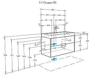 Тумба с раковиной Акватон Оливия 90 бежевая/дуб веллингтон для ванной в интернет-магазине Sanbest