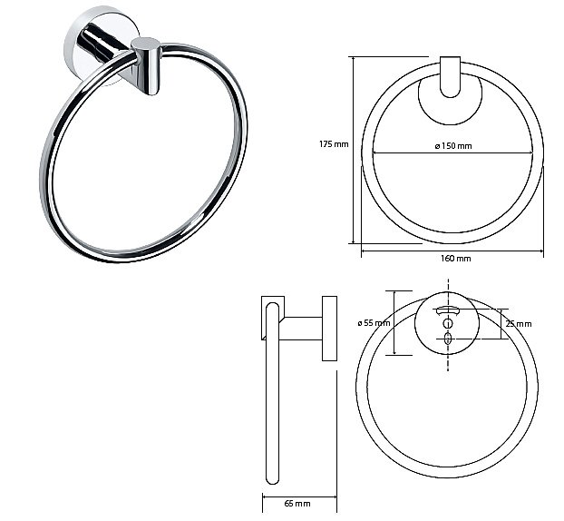Кольцо для полотенец Bemeta Omega 104204062 купить в интернет-магазине сантехники Sanbest