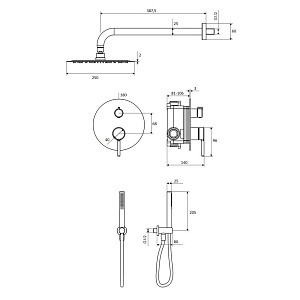 Душевая система Excellent Pi AREX.SET.1247BL черная матовая купить в интернет-магазине сантехники Sanbest