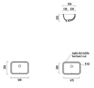 Раковина GSI Pura 724711 50 белая глянцевая купить в интернет-магазине Sanbest