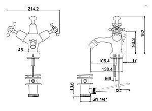 Смеситель для биде Burlington BI13-QT BLA хром/ручки черные купить в интернет-магазине сантехники Sanbest
