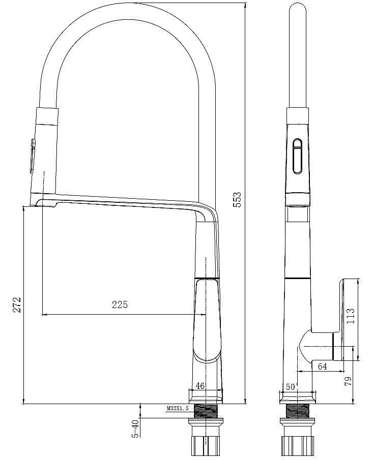 Смеситель для кухни Vincea VKF-118GM вороненая сталь купить в интернет-магазине сантехники Sanbest