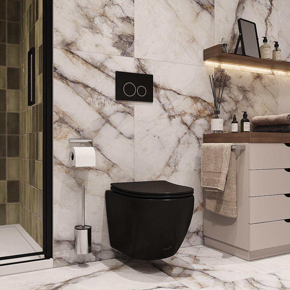 Унитаз подвесной CeruttiSpa TICINO Aria MB CT8918 черный матовый, черный матовый купить в интернет-магазине Sanbest