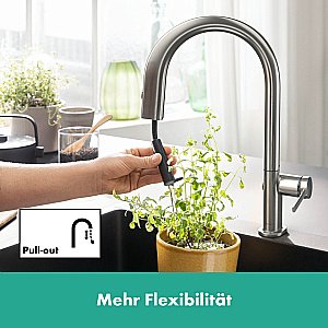 Смеситель для кухни Hansgrohe Aqittura M91 76803800 нержавеющая сталь купить в интернет-магазине сантехники Sanbest