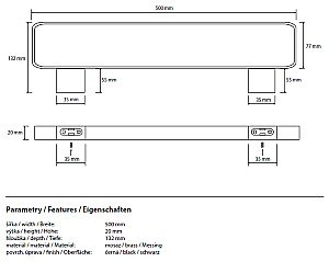 Полотенцедержатель двойной Bemeta Nero 135004080 купить в интернет-магазине сантехники Sanbest