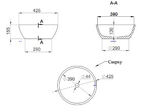 Раковина накладная Salini Alda 02 1102210M 42,5 из искусственного камня S-Stone, белая матовая купить в интернет-магазине Sanbest