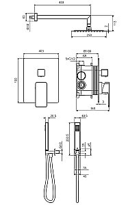 Душевая система Excellent Keria AREX.SET.2047BL черная матовая купить в интернет-магазине сантехники Sanbest