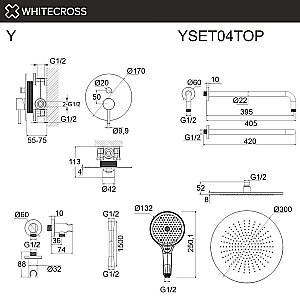 Душевая система WhiteCross Y YSET04TOPGLB золото брашированное купить в интернет-магазине сантехники Sanbest