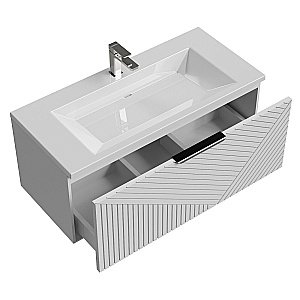 Тумба с раковиной подвесная Grossman БЛИСС 100 с 1 ящ, белая матовая для ванной в интернет-магазине Sanbest