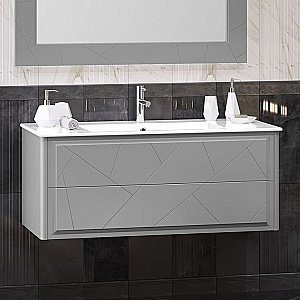 Тумба с раковиной Опадирис Луиджи 120 серая матовая для ванной в интернет-магазине Sanbest