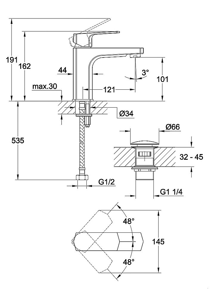 Смеситель для раковины Cersanit WISLA 63055 купить в интернет-магазине сантехники Sanbest