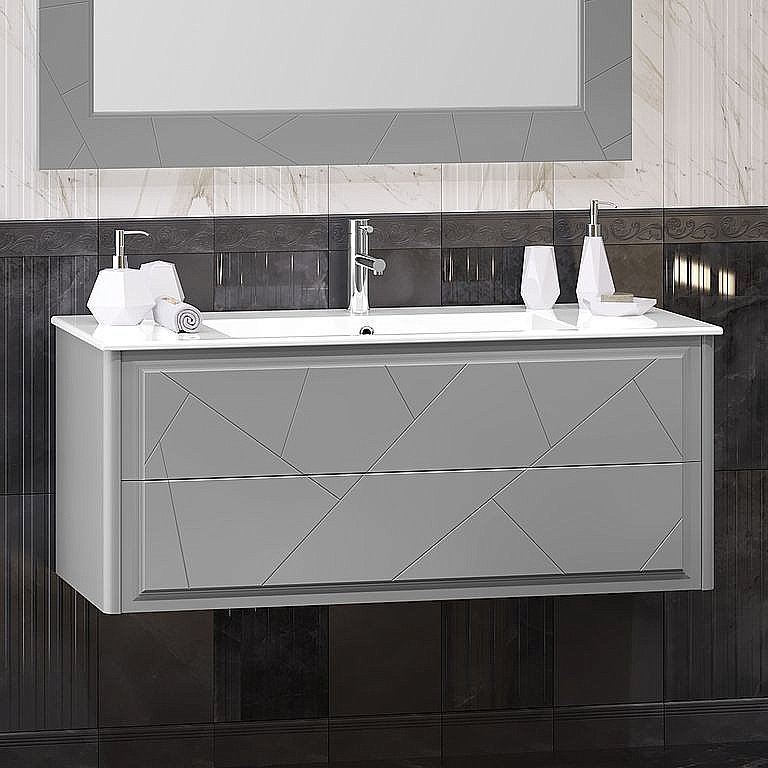 Тумба с раковиной Опадирис Луиджи 120 серая матовая для ванной в интернет-магазине Sanbest