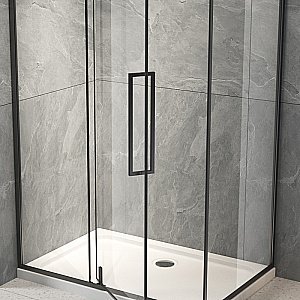 Душевой уголок Veconi Rovigo RV034B-11070-01-C7 110х70 стекло прозрачное/профиль черный матовый купить в интернет-магазине Sanbest