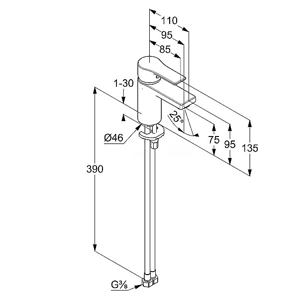 Смеситель для раковины Kludi Zenta SL 483893965 черный матовый купить в интернет-магазине сантехники Sanbest