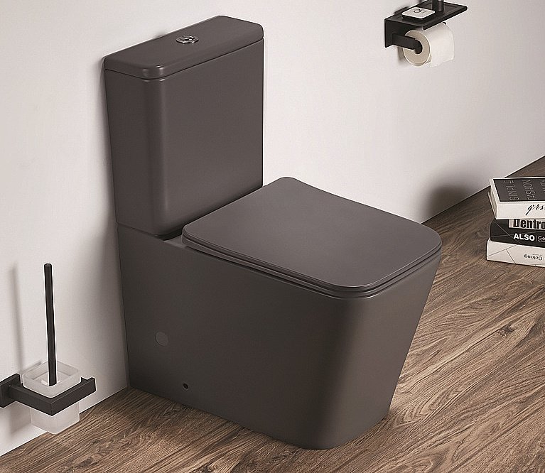 Унитаз напольный CeramaLux 2170AXMDH серый матовый, безободковый, с бачком, с крышкой микролифт купить в интернет-магазине Sanbest