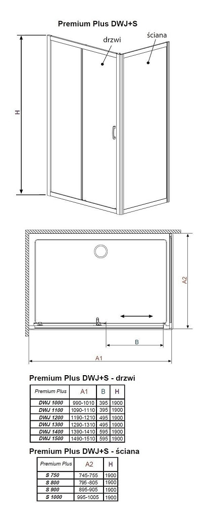 Душевой уголок Radaway Premium Plus DWJ+S 140x75 купить в интернет-магазине Sanbest