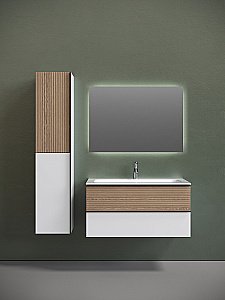 Тумба с раковиной Sancos DELTA DL100W 100 дуб светлый/белый для ванной в интернет-магазине Sanbest