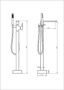 Смеситель для ванны напольного монтажа WONZON & WOGHAND STICK, Хром (WW-88649901-CR) купить в интернет-магазине сантехники Sanbest
