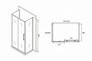 Душевой уголок ABBER Schwarzer Diamant AG30130BH-S85B-S85B стекло прозрачное/профиль черный купить в интернет-магазине Sanbest