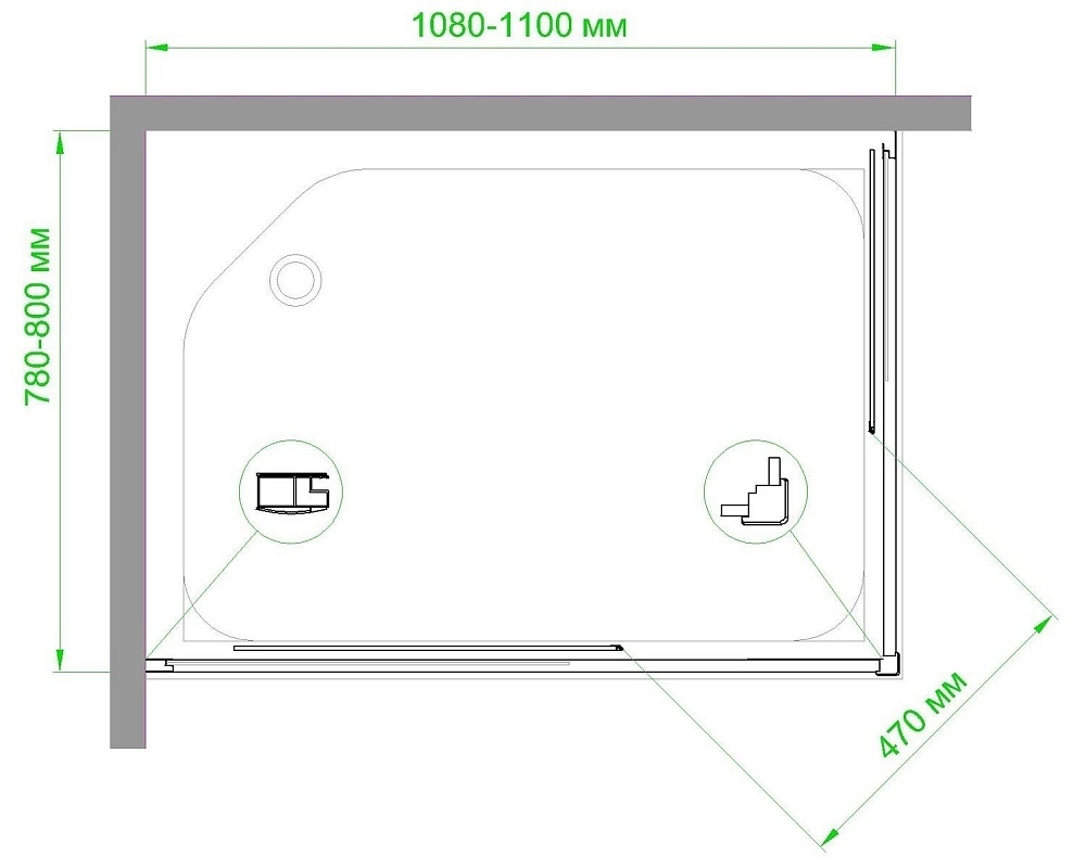 Душевой уголок Royal Bath RB8110HPD-C-BL 110х80 матовый купить в интернет-магазине Sanbest