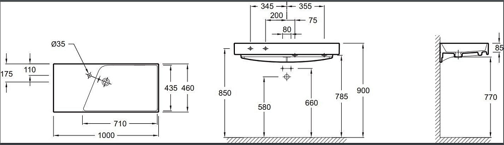 Раковина Jacob Delafon RYTHMIC 100 EXN112-00 белая купить в интернет-магазине Sanbest