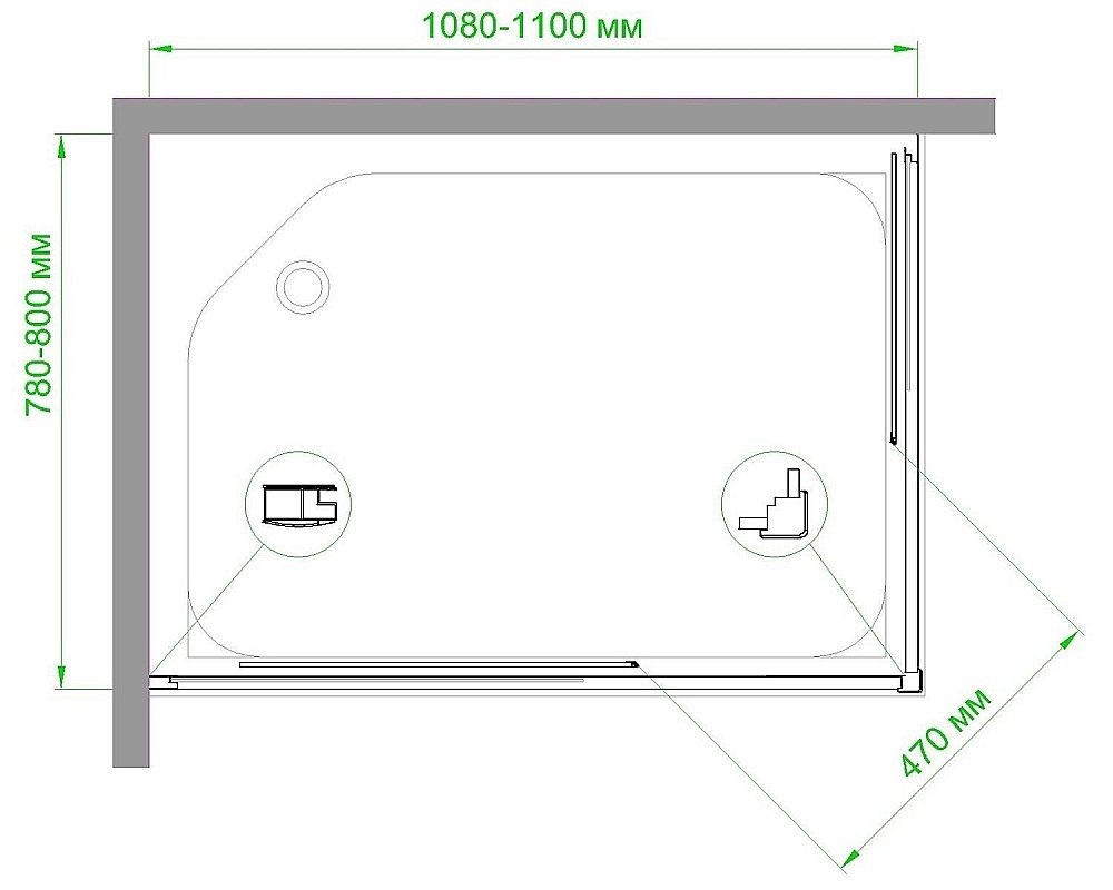 Душевой уголок Royal Bath RB8110HPD-C-BL 110х80 матовый купить в интернет-магазине Sanbest