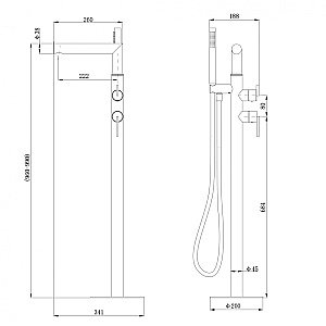 Смеситель для ванны Abber Perfekte 316 AF8A15BST сталь брашированная купить в интернет-магазине сантехники Sanbest