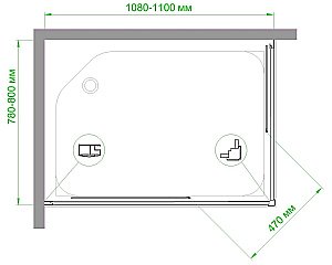 Душевой уголок Royal Bath RB8110HPD-C-BL 110х80 матовый купить в интернет-магазине Sanbest