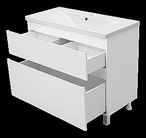 Тумба с раковиной Misty Лаки -100 П-Лак-01100-0112Я белая для ванной в интернет-магазине Sanbest