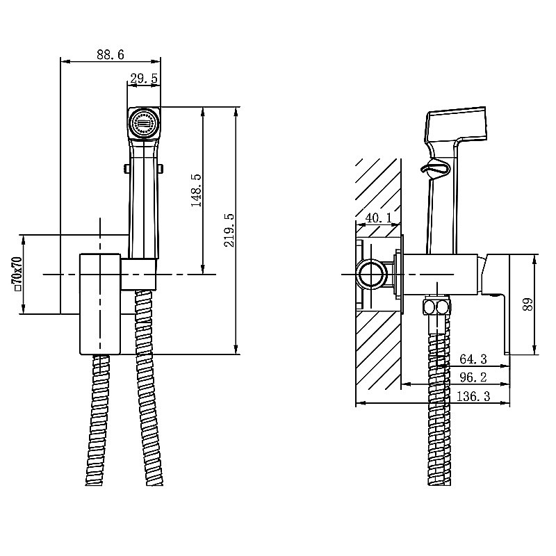 Гигиенический душ Azario Graves AZ-KFX03GR графит купить в интернет-магазине сантехники Sanbest