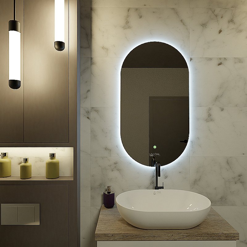 Зеркало с подсветкой Owl 1975 Rusken 55 OWLM200304 в ванную от интернет-магазине сантехники Sanbest