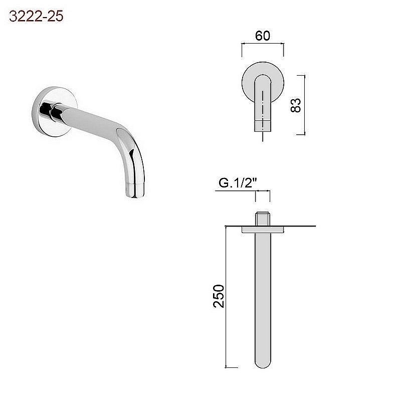 Излив Giulini Futuro 3222 хром купить в интернет-магазине сантехники Sanbest