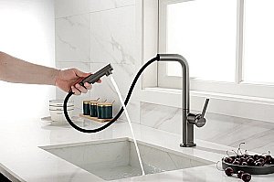 Смеситель для кухни Paulmark Neo Ne214419-GM вороненая сталь купить в интернет-магазине сантехники Sanbest