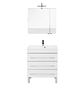 Тумба с раковиной Aquanet Верона 75/Aquanet Нота-75 напольная с 3 ящиками белая глянцевая для ванной в интернет-магазине Sanbest