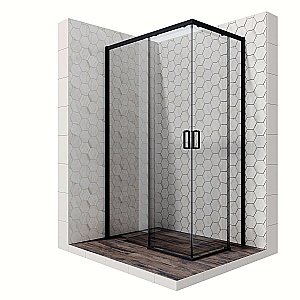 Душевой уголок Ambassador Queen Black 11011205 80x120 стекло прозрачное/профиль черный купить в интернет-магазине Sanbest