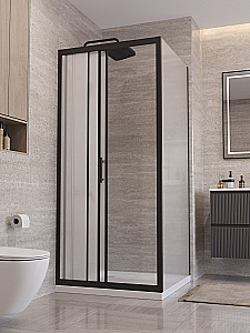 Душевой уголок BelBagno UNO-195-AF-31-90-P-NERO стекло матовое/профиль черный купить в интернет-магазине Sanbest