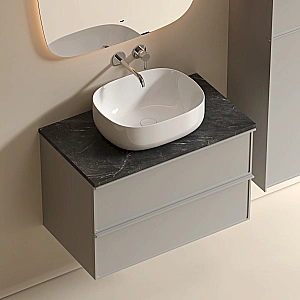 Тумба с раковиной и столешницей Sancos Velta 80 VL80WG+CN6018 теплый серый матовый/раковина белая для ванной в интернет-магазине Sanbest