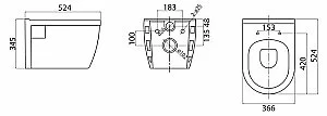 Унитаз подвесной BelBagno LOTO BB070CHR безободковый купить в интернет-магазине Sanbest
