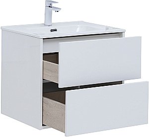 Тумба с раковиной Aquanet Lino 287540 60 (Flat) белый глянец для ванной в интернет-магазине Sanbest