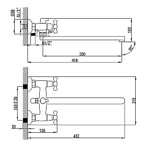 Смеситель для ванны Lemark Benefit LM2512C купить в интернет-магазине сантехники Sanbest