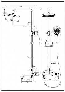 Душевая ситема Esbano DAISY DS-GM оружейная сталь купить в интернет-магазине сантехники Sanbest