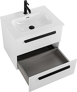 Тумба с раковиной Cezares ECO-CER-N 60 ECO-CER-N-600-2C-SO-BL белая глянцевая для ванной в интернет-магазине Sanbest