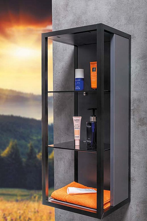 Пенал Armadi Art Loft низкий антрацит для ванной в интернет-магазине сантехники Sanbest